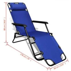 Chaise Longue Pliable 2 Pcs Avec Repose-pied Acier Bleu -Esprit Plein Air chaise longue pliable 2 pcs avec repose pied acier bleu 8718475905943 1353791