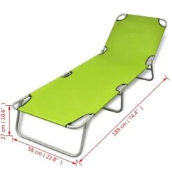 Chaise Longue Pliable Acier Enduit De Poudre Vert Pomme -Esprit Plein Air chaise longue pliable acier enduit de poudre vert pomme 3666722331494 973668