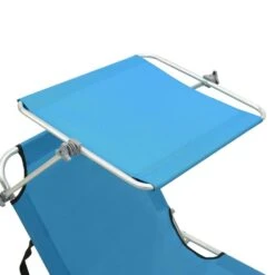 Chaise Longue Pliable Avec Auvent Acier Turquoise Et Bleu -Esprit Plein Air chaise longue pliable avec auvent acier turquoise et bleu 3666722364096 936034