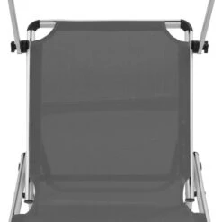 Chaise Longue Pliable Avec Auvent Aluminium Et Textilène Gris -Esprit Plein Air chaise longue pliable avec auvent aluminium et textilene gris 3666722327190 978310