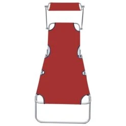 Chaise Longue Pliable Avec Auvent Rouge Aluminium -Esprit Plein Air chaise longue pliable avec auvent rouge aluminium 3666722527699 554728
