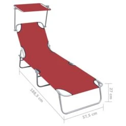 Chaise Longue Pliable Avec Auvent Rouge Aluminium -Esprit Plein Air chaise longue pliable avec auvent rouge aluminium 3666722527699 554732