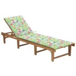 Chaise Longue Pliable Avec Coussin Bois D'acacia Solide 6