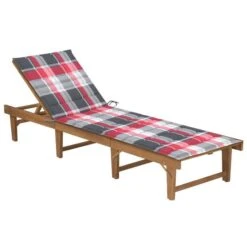 Chaise Longue Pliable Avec Coussin Bois D'acacia Solide 7