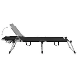 Chaise Longue Pliable Extra Haute Pour Seniors Noir Aluminium -Esprit Plein Air chaise longue pliable extra haute pour seniors noir aluminium 3666722528146 554231