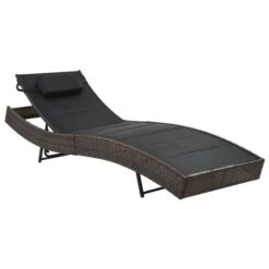 Chaise Longue Résine Tressée Et Textilène Marron