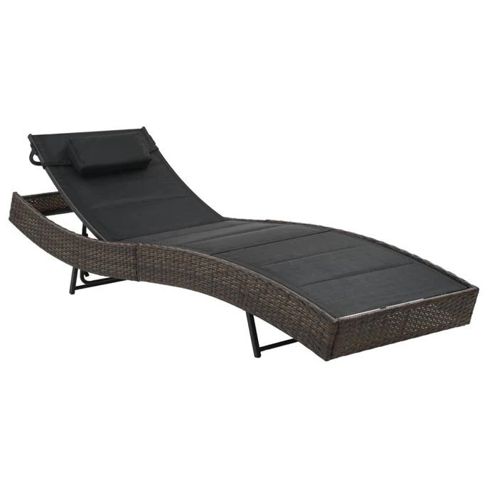 Chaise Longue Résine Tressée Et Textilène Marron 1 Chaise Longue Résine Tressée Et Textilène Marron