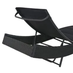Chaise Longue Résine Tressée Et Textilène Noir -Esprit Plein Air chaise longue resine tressee et textilene noir 3666722325813 979673