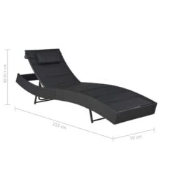 Chaise Longue Résine Tressée Et Textilène Noir -Esprit Plein Air chaise longue resine tressee et textilene noir 3666722325813 979675