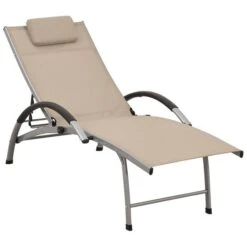 Chaise Longue Textilène Et Aluminium Crème