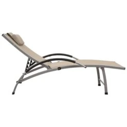 Chaise Longue Textilène Et Aluminium Crème -Esprit Plein Air chaise longue textilene et aluminium creme 3666722617765 936678