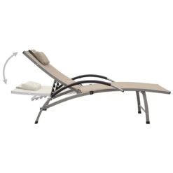 Chaise Longue Textilène Et Aluminium Crème -Esprit Plein Air chaise longue textilene et aluminium creme 3666722617765 936679