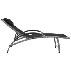 Chaise Longue Textilène Et Aluminium Noir 2 -Esprit Plein Air chaise longue textilene et aluminium noir 3666722617703 936671