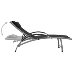 Chaise Longue Textilène Et Aluminium Noir 2 -Esprit Plein Air chaise longue textilene et aluminium noir 3666722617703 936672