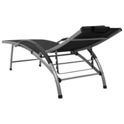 Chaise Longue Textilène Et Aluminium Noir 2 -Esprit Plein Air chaise longue textilene et aluminium noir 3666722617703 936673