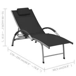 Chaise Longue Textilène Et Aluminium Noir 2 -Esprit Plein Air chaise longue textilene et aluminium noir 3666722617703 936675