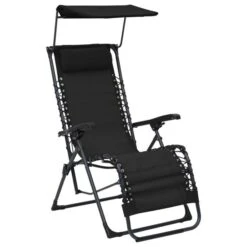Chaise Pliable De Terrasse Textilène Noir