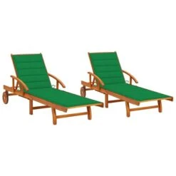 Chaises Longues 2 Pcs Avec Coussins Bois D'acacia Solide 5
