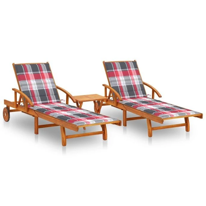 Chaises Longues 2 Pcs Avec Table Et Coussins Acacia Solide 30 1 Chaises Longues 2 Pcs Avec Table Et Coussins Acacia Solide 30