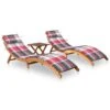 Chaises Longues 2 Pcs Avec Table Et Coussins Acacia Solide 25