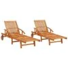 Chaises Longues 2 Pcs Bois D'acacia Solide