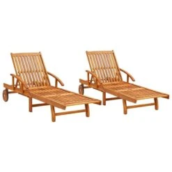 Chaises Longues 2 Pcs Bois D'acacia Solide