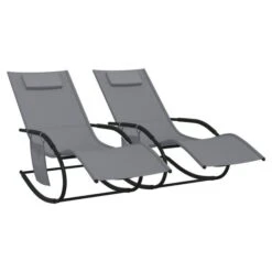 Chaises Longues à Bascule 2 Pcs Gris Acier Et Textilène