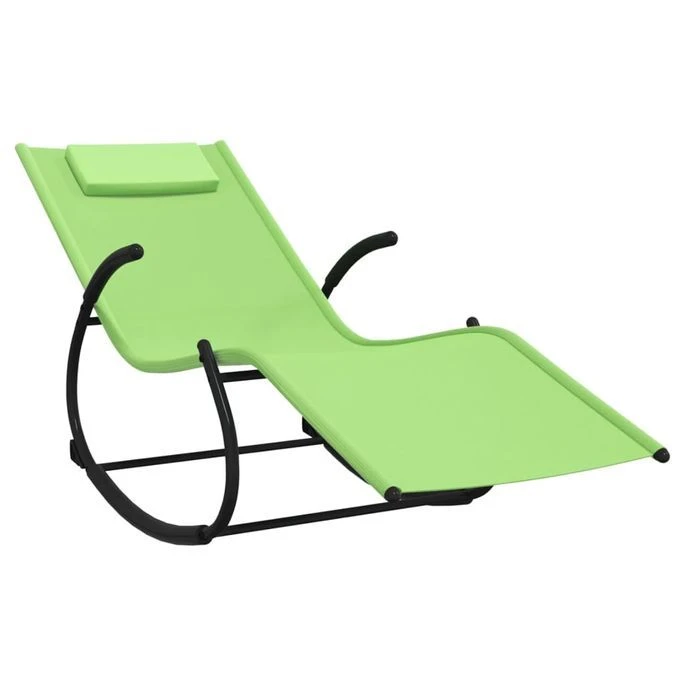 Chaises Longues à Bascule 2 Pcs Vert Acier Et Textilène 3 2 Chaises Longues à Bascule 2 Pcs Vert Acier Et Textilène 3 – Image 2