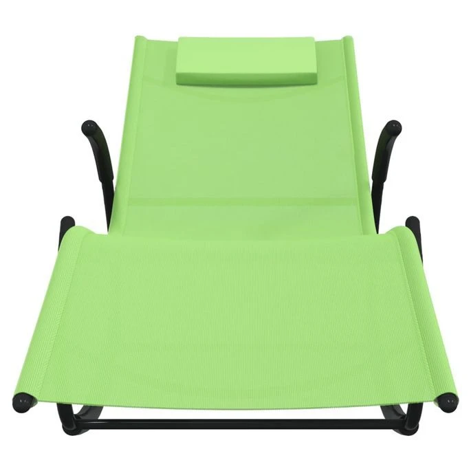 Chaises Longues à Bascule 2 Pcs Vert Acier Et Textilène 3 4 Chaises Longues à Bascule 2 Pcs Vert Acier Et Textilène 3 – Image 4