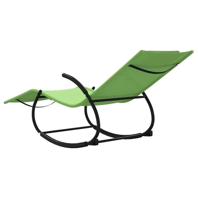 Chaises Longues à Bascule 2 Pcs Vert Acier Et Textilène 3 6 Chaises Longues à Bascule 2 Pcs Vert Acier Et Textilène 3 – Image 6