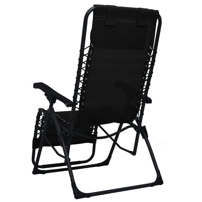 Chaises Pliables De Terrasse 2 Pcs Noir Textilène 4 Chaises Pliables De Terrasse 2 Pcs Noir Textilène – Image 4