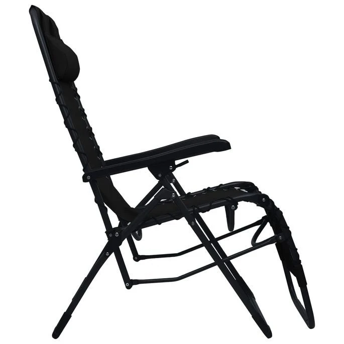 Chaises Pliables De Terrasse 2 Pcs Noir Textilène 5 Chaises Pliables De Terrasse 2 Pcs Noir Textilène – Image 5