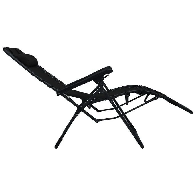 Chaises Pliables De Terrasse 2 Pcs Noir Textilène 6 Chaises Pliables De Terrasse 2 Pcs Noir Textilène – Image 6