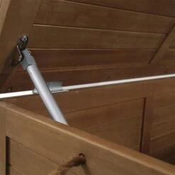 Coffre De Jardin 190L - En Bois Naturel Eucalyptus FSC - 125 X 60 X 51 Cm - - Avec Coussin Gris Anthracite -Esprit Plein Air coffre de jardin 190l en bois naturel eucalyptus fsc 125 x 60 x 51 cm avec coussin gris anthracite 3612408255714 461979