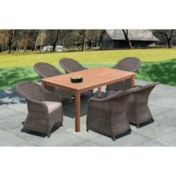 Fauteuil De Jardin En Acier Et Résine Tressée - Assise Avec Coussin - 71 X 60 X H.88 Cm - Couleur Rotin Et Coussins Ecru -Esprit Plein Air fauteuil de jardin en acier et resine tressee assise avec coussin 71 x 60 x h 88 cm couleur rotin et coussins ecru 3612408314428 728775