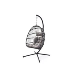 Fauteuil Suspendu En Résine Tressée Avec Coussins Et Support - 1 Personne - Gris Clair -Esprit Plein Air fauteuil suspendu en resine tressee avec coussins et support 1 personne gris clair 3267070027529 1136061