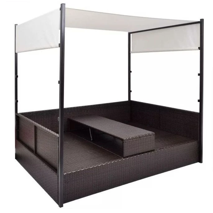 Lit De Jardin à Baldaquin Résine Tressée Marron Uvo 3 Lit De Jardin à Baldaquin Résine Tressée Marron Uvo – Image 3