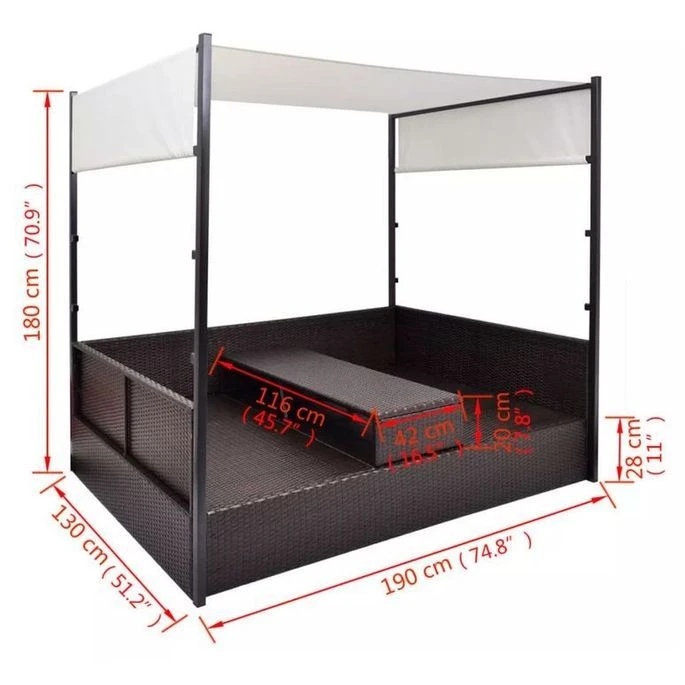 Lit De Jardin à Baldaquin Résine Tressée Marron Uvo 5 Lit De Jardin à Baldaquin Résine Tressée Marron Uvo – Image 5