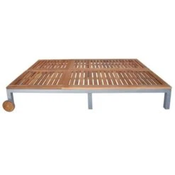 Lit De Jardin à Roues Acacia Massif Clair Et Métal Gris Nubi -Esprit Plein Air lit de jardin a roues acacia massif clair et metal gris nubi 3666722887090 387235