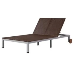 Lit De Jardin à Roues Résine Marron Et Pieds Métal Gris Nubi