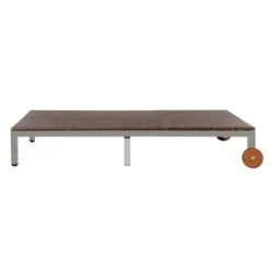 Lit De Jardin à Roues Résine Marron Et Pieds Métal Gris Nubi -Esprit Plein Air lit de jardin a roues resine marron et pieds metal gris nubi 3666722557177 387065