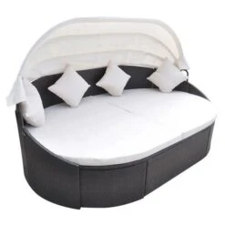 Lit De Jardin Avec Auvent Résine Tressée Marron Velass