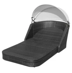 Lit De Jardin Avec Auvent Tissu Blanc Et Résine Noire Anki -Esprit Plein Air lit de jardin avec auvent tissu blanc et resine noire anki 3666722555906 388119