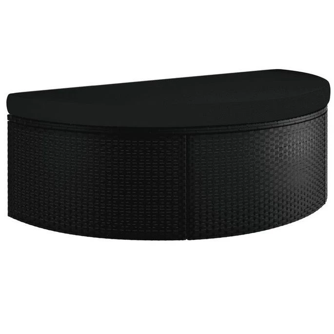 Lit De Jardin Avec Parasol Tissu Et Résine Tressée Noire Uvo 3 Lit De Jardin Avec Parasol Tissu Et Résine Tressée Noire Uvo – Image 3