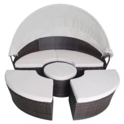 Lit De Jardin Avec Toit Et Table Résine Tressée Marron Velass -Esprit Plein Air lit de jardin avec toit et table resine tressee marron velass 8718475501831 384440