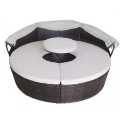 Lit De Jardin Avec Toit Et Table Résine Tressée Marron Velass -Esprit Plein Air lit de jardin avec toit et table resine tressee marron velass 8718475501831 384441