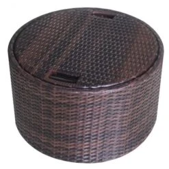 Lit De Jardin Avec Toit Et Table Résine Tressée Marron Velass -Esprit Plein Air lit de jardin avec toit et table resine tressee marron velass 8718475501831 384443