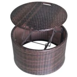 Lit De Jardin Avec Toit Et Table Résine Tressée Marron Velass -Esprit Plein Air lit de jardin avec toit et table resine tressee marron velass 8718475501831 384444