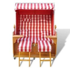 Lit De Jardin Bois Résine Tressée Et Tissu Rouge Blanc Zadi -Esprit Plein Air lit de jardin bois resine tressee et tissu rouge blanc zadi 388861