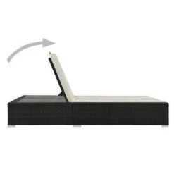 Lit De Jardin Double Tissu Beige Et Résine Tressée Noire Luvi -Esprit Plein Air lit de jardin double tissu beige et resine tressee noire 3666722554558 389456